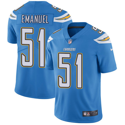 2019 men Los Angeles Chargers #51 Emanuel light blue Nike Vapor Untouchable Limited NFL Jersey